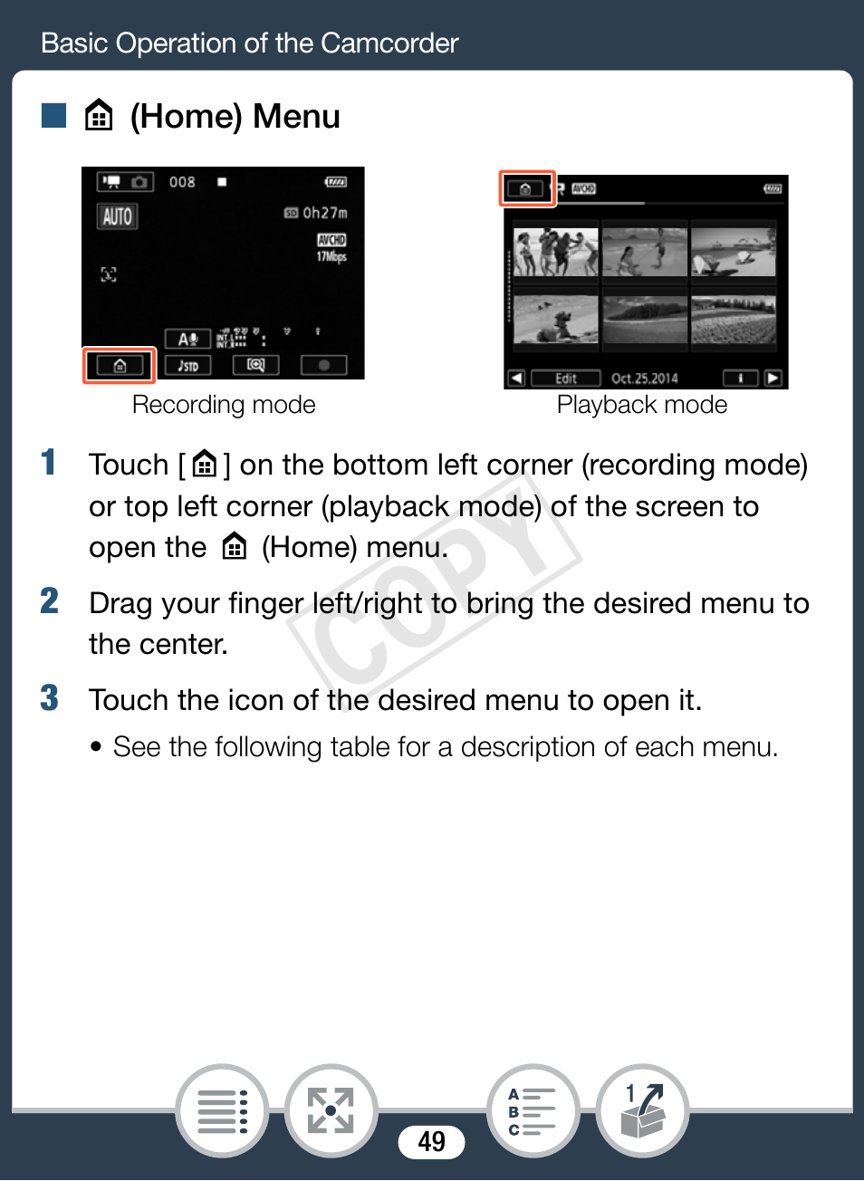 Cop y | Canon VIXIA mini X User Manual | Page 49 / 310