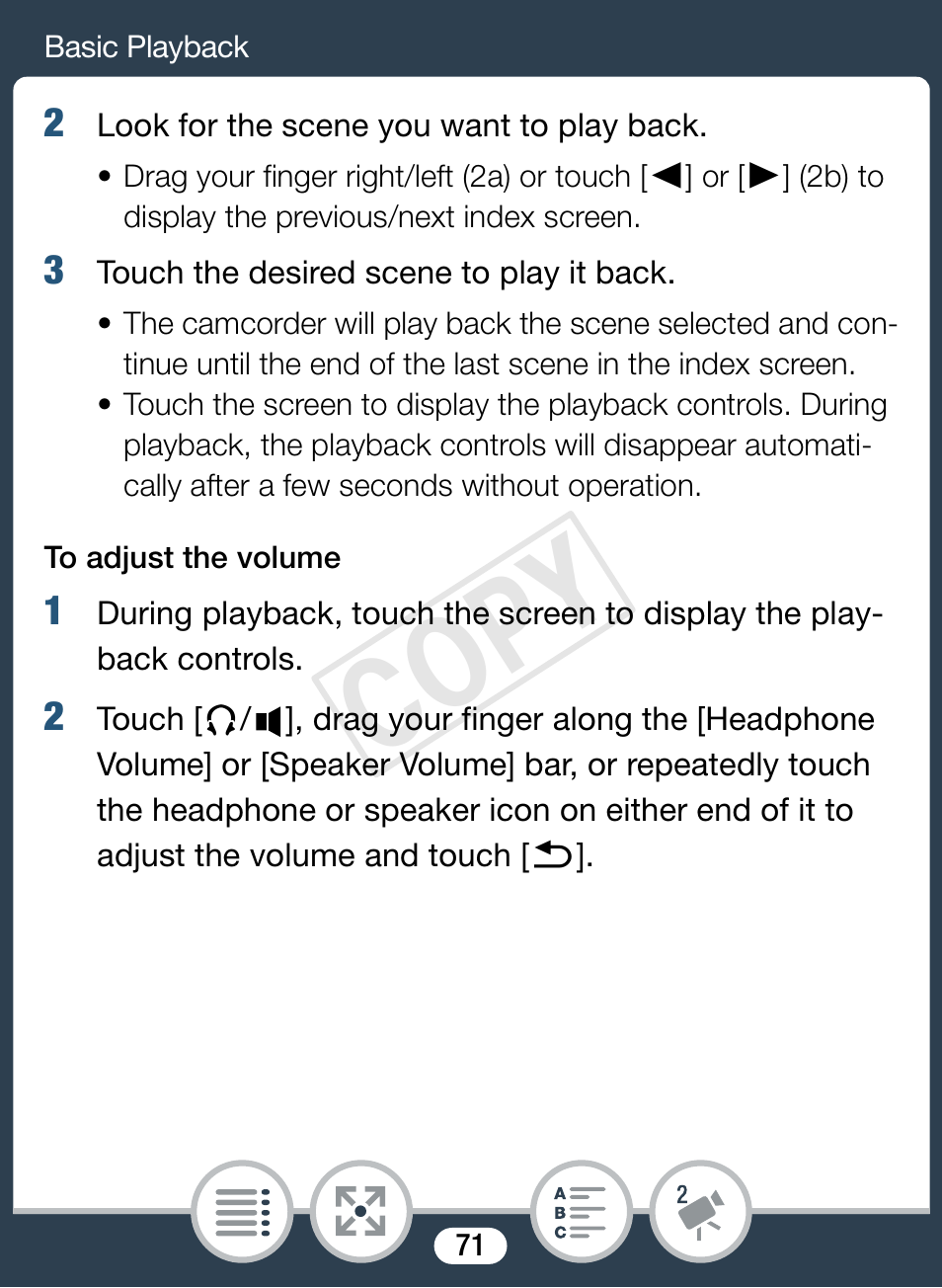 Cop y | Canon VIXIA mini X User Manual | Page 71 / 310