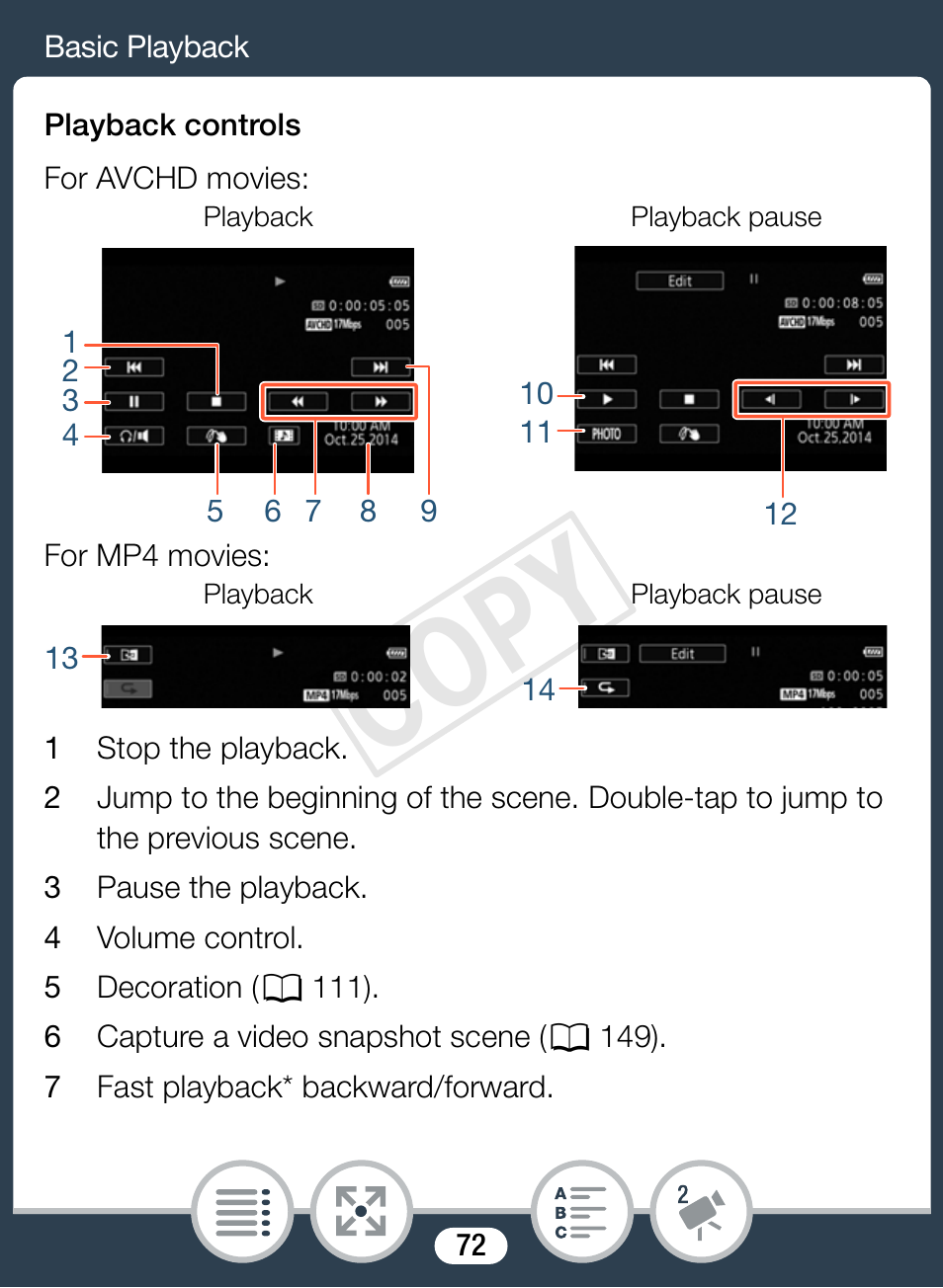 Cop y | Canon VIXIA mini X User Manual | Page 72 / 310