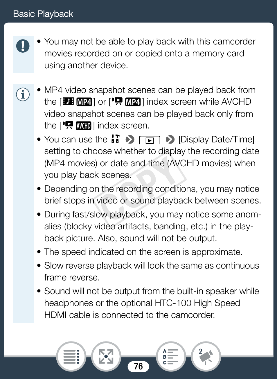 Cop y | Canon VIXIA mini X User Manual | Page 76 / 310