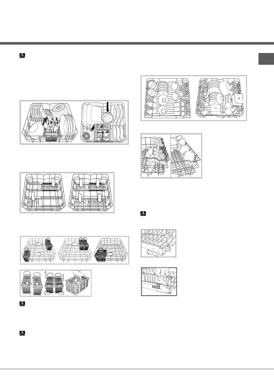 Beschickung der körbe, Unterer korb und besteckkorb, Oberer korb | Hotpoint Ariston LFT 114/HA User Manual | Page 41 / 84