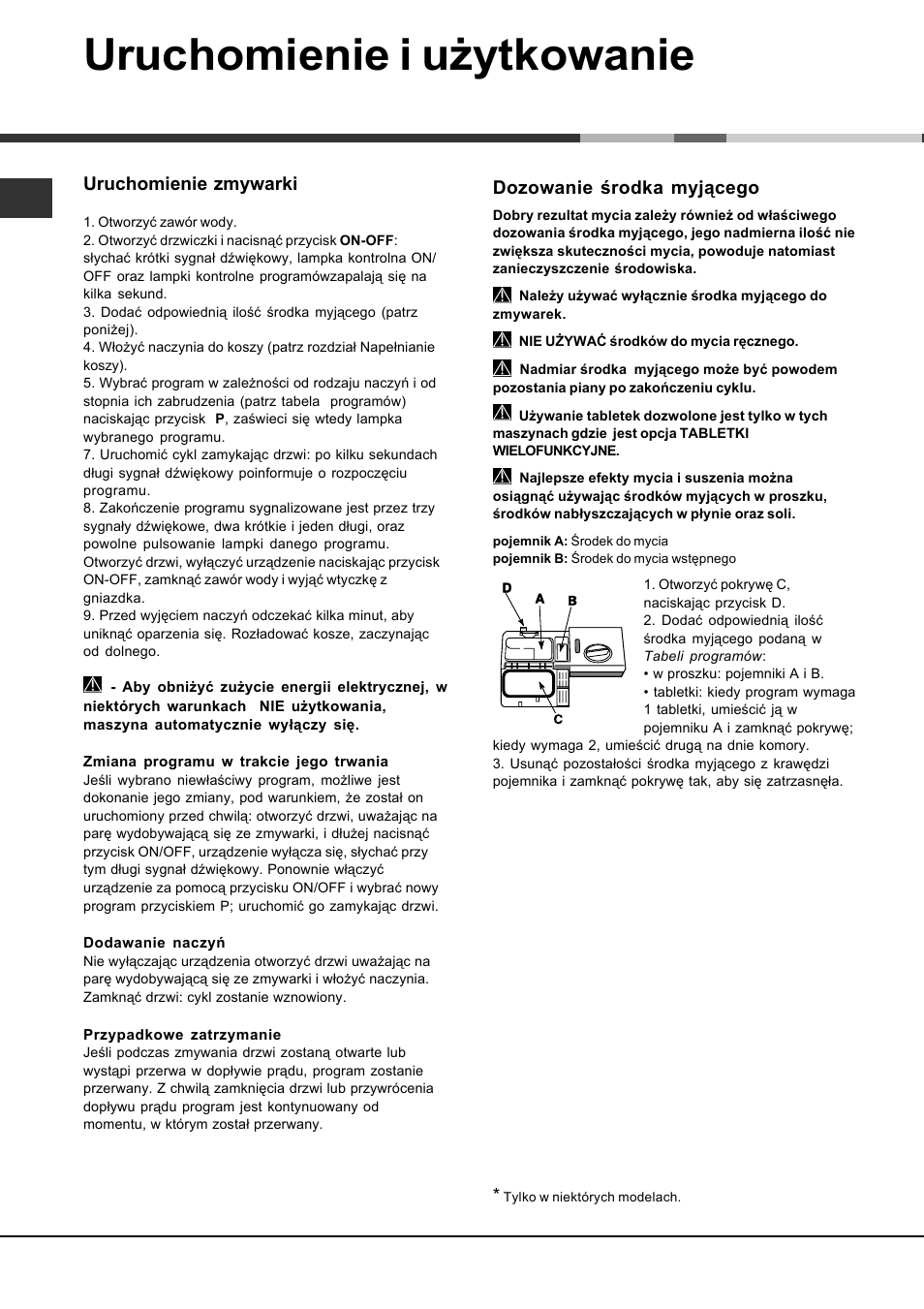 Uruchomienie i użytkowanie | Hotpoint Ariston LFT 114/HA User Manual | Page 78 / 84