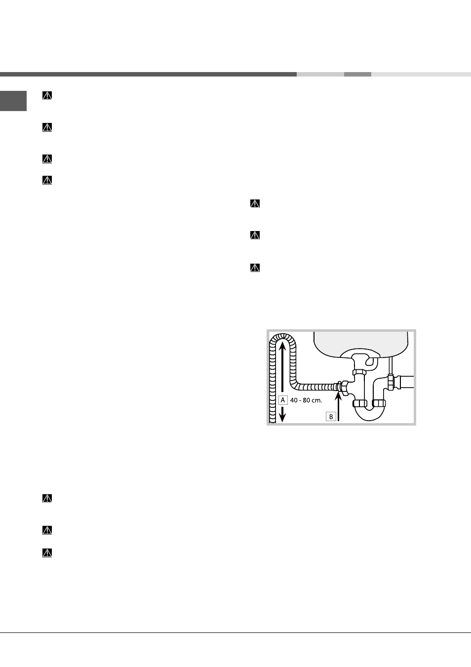Installation, Mise en place et mise à niveau, Raccordements eau et électricité | Hotpoint Ariston LFS 114 User Manual | Page 26 / 84