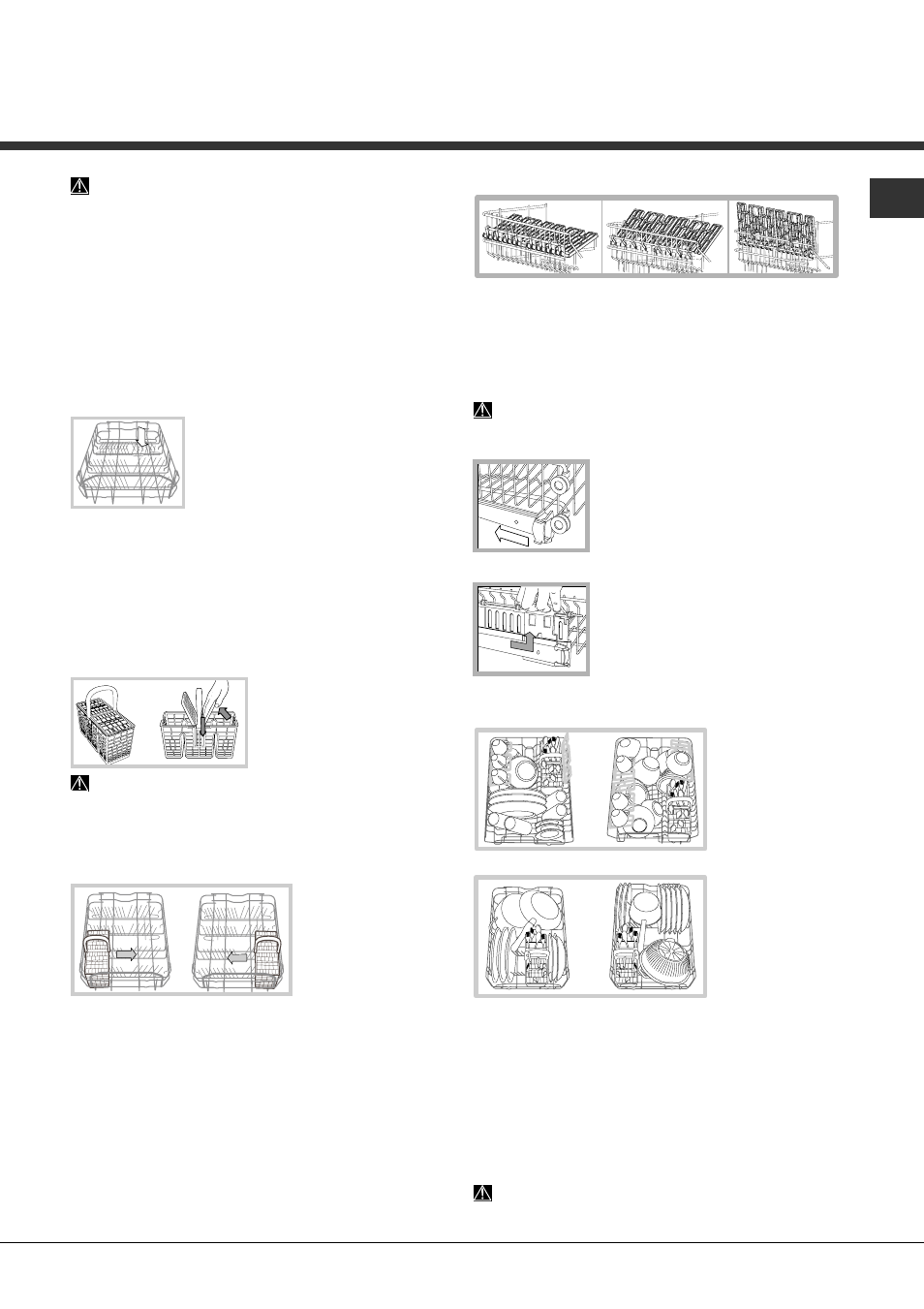 Beschickung der körbe, Unterer geschirrkorb, Besteckkorb | Oberer geschirrkorb | Hotpoint Ariston LST 329 AX-HA User Manual | Page 41 / 84