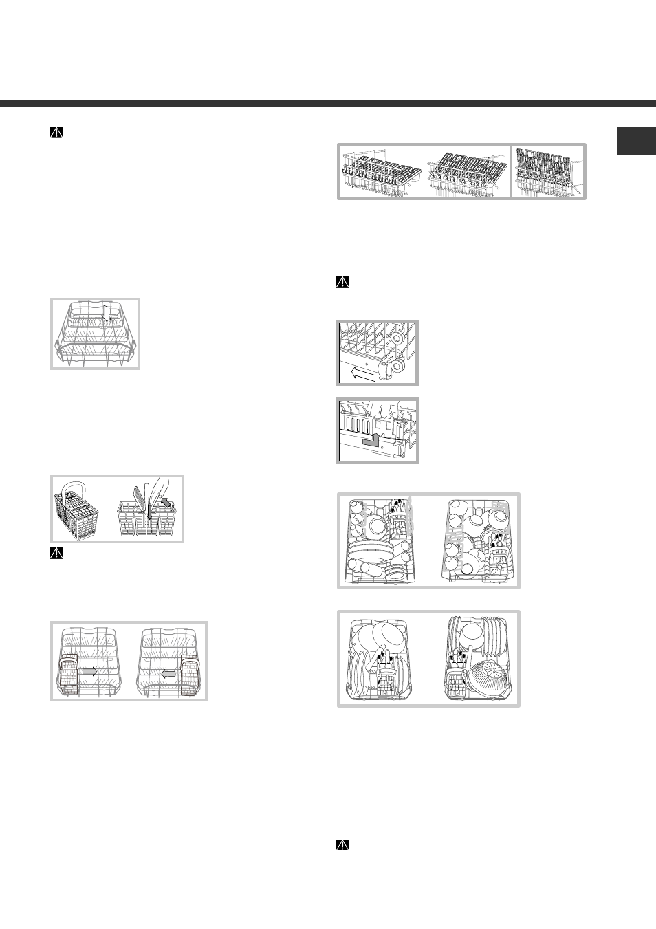 Carregar os cestos, Cesto inferior, Cesto dos talheres | Cesto superior | Hotpoint Ariston LST 329 AX-HA User Manual | Page 77 / 84