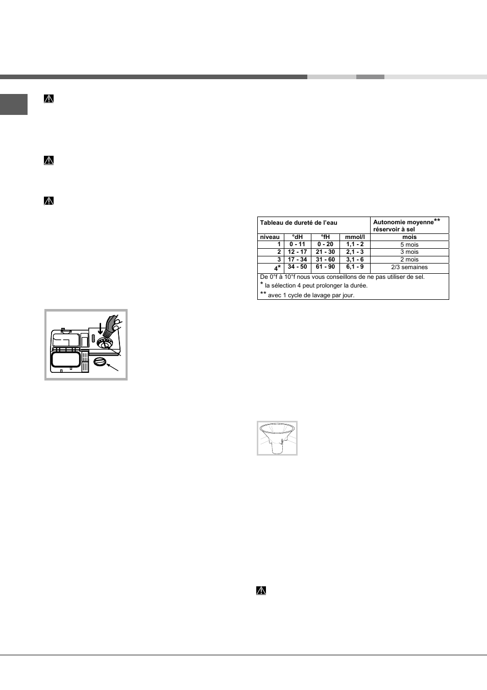 Produit de rinçage et sel régénérant, Charger le produit de rinçage, Charger le sel régénérant | Hotpoint Ariston LST 114-HA User Manual | Page 32 / 84