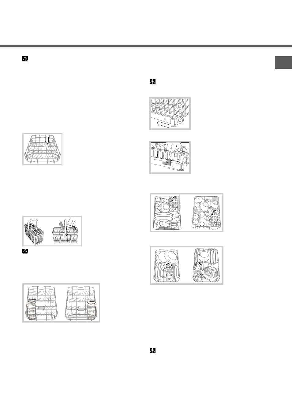Beschickung der körbe, Unterer geschirrkorb, Besteckkorb | Oberer geschirrkorb | Hotpoint Ariston LST 114-HA User Manual | Page 41 / 84