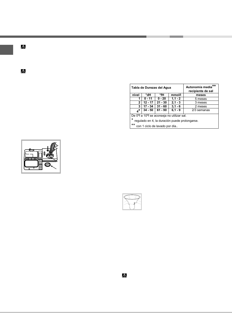 Abrillantador y sal regeneradora, Cargar el abrillantador, Cargar la sal regeneradora | Hotpoint Ariston LST 114-HA User Manual | Page 56 / 84