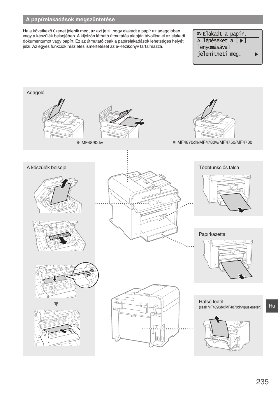A papírelakadások megszüntetése | Canon i-SENSYS MF4870dn User Manual | Page 235 / 292