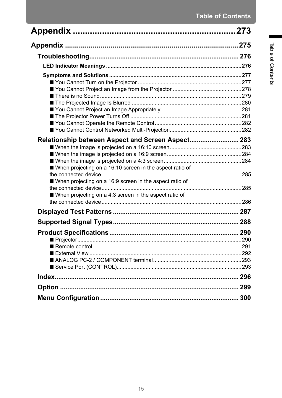 Appendix | Canon XEED WUX450 User Manual | Page 15 / 308