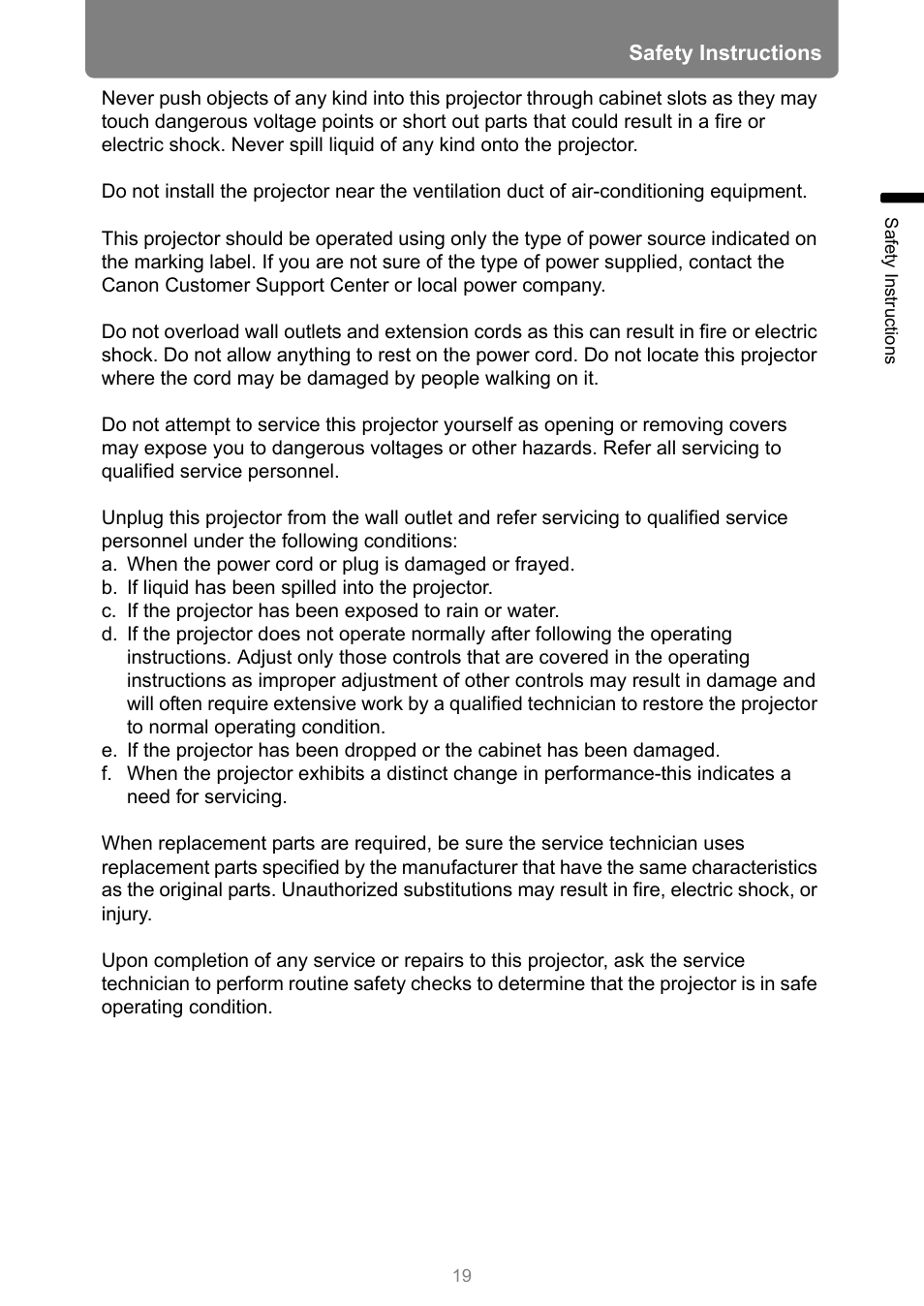 Canon XEED WUX450 User Manual | Page 19 / 308