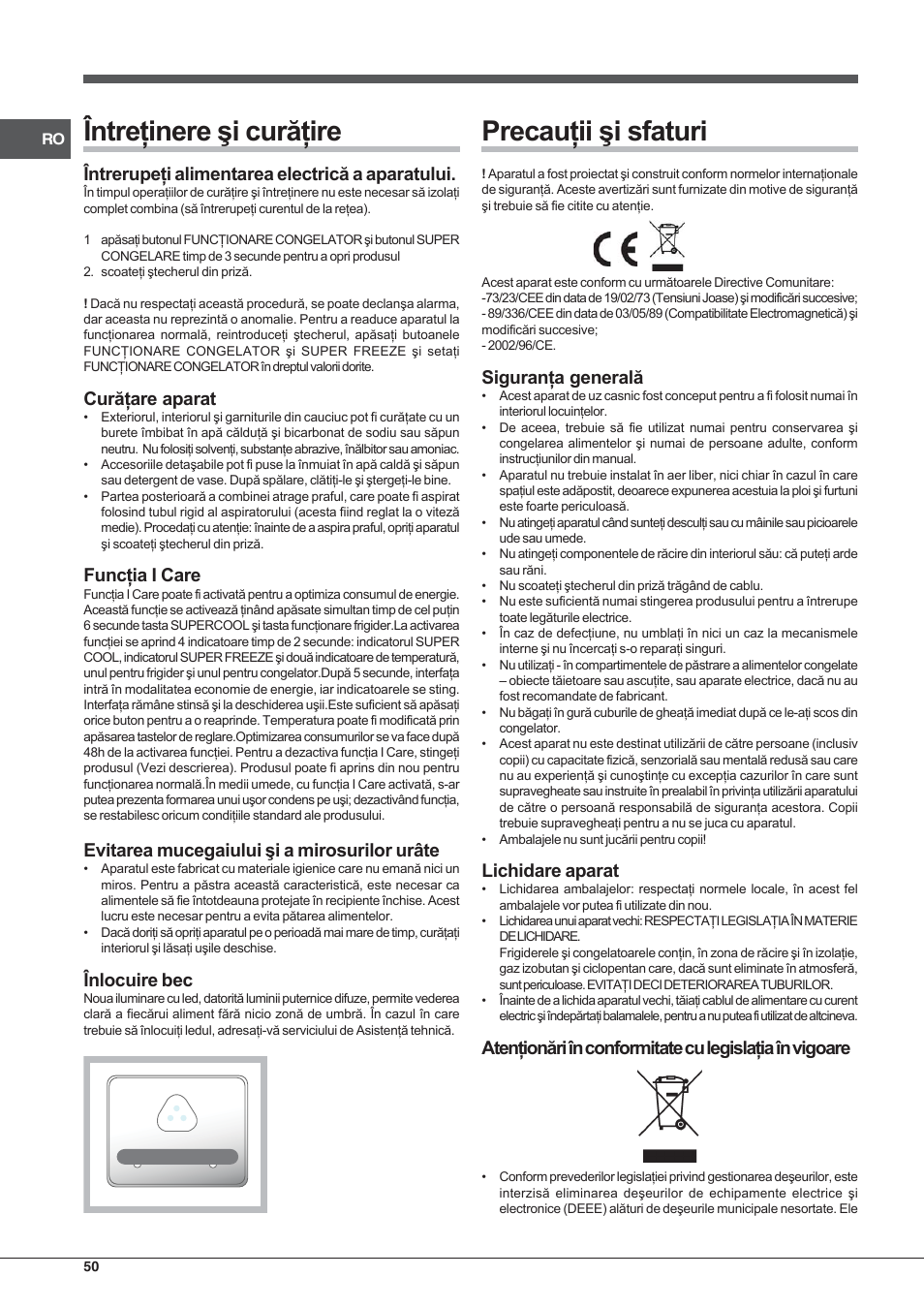 Hotpoint Ariston Combinato Quadrio E4D AAA X C User Manual | Page 50 / 52