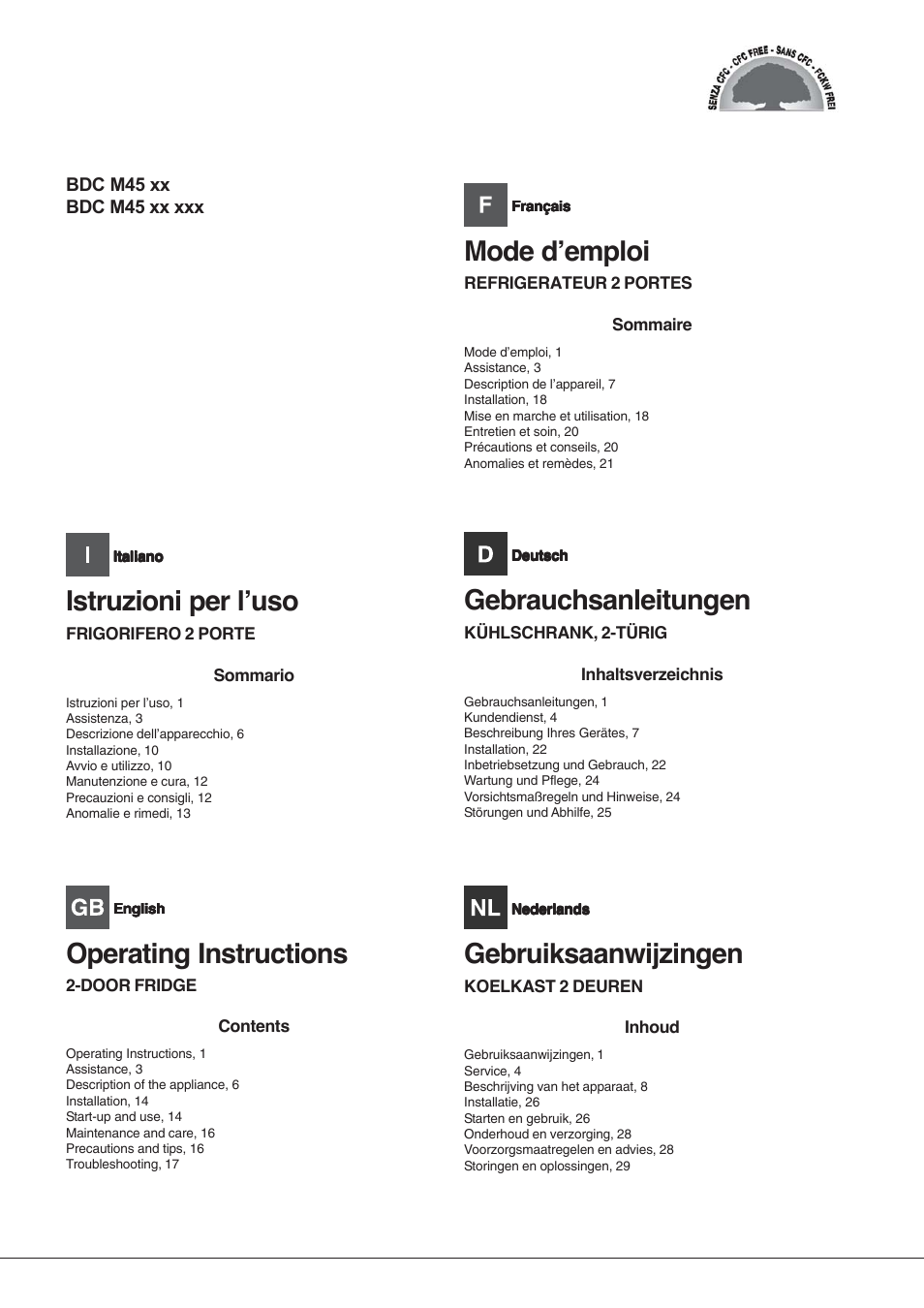 Hotpoint Ariston Doppia Porta BDC M45 AA V IX User Manual | 40 pages