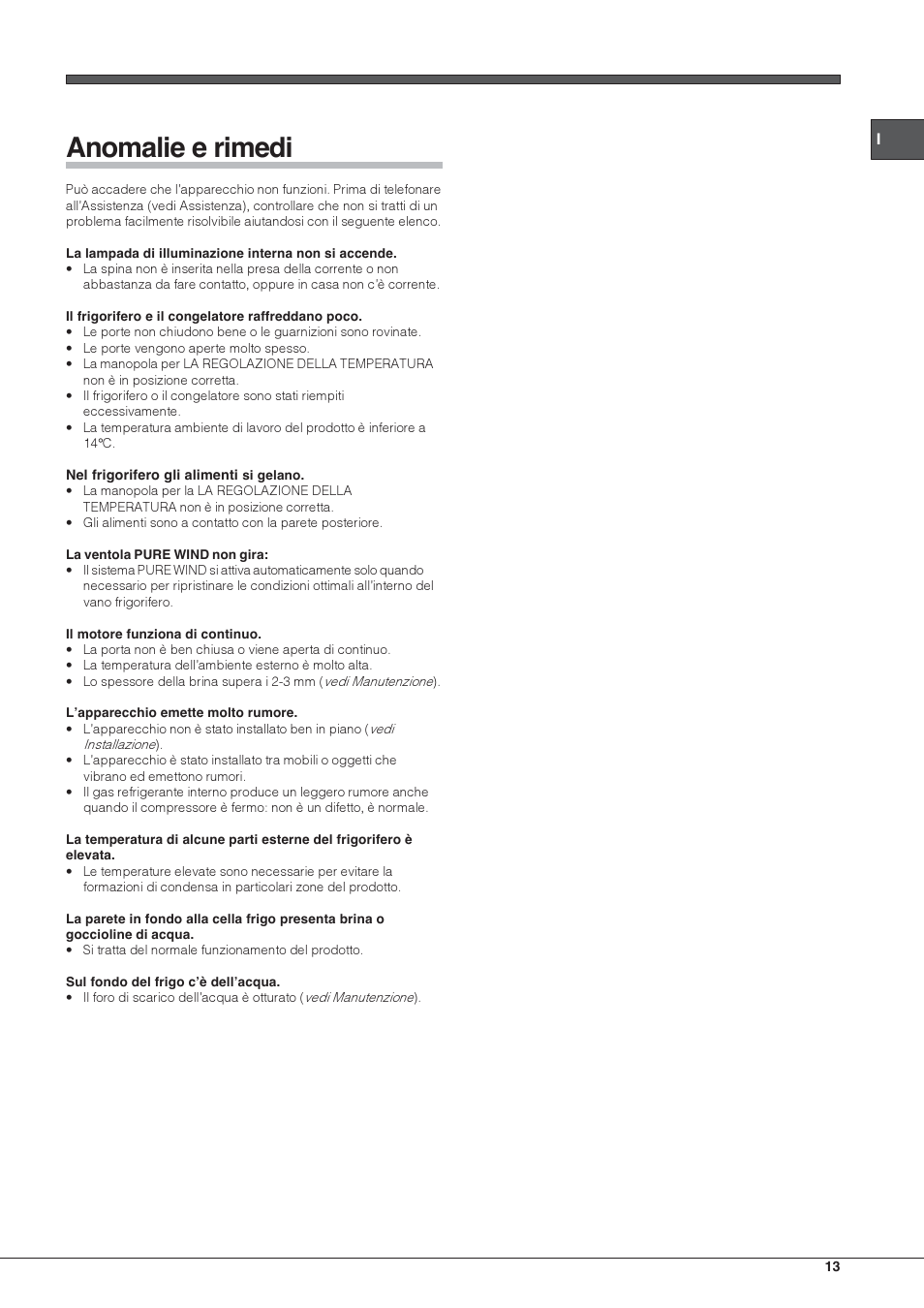 Anomalie e rimedi | Hotpoint Ariston Doppia Porta BDC M45 AA V IX User Manual | Page 13 / 40
