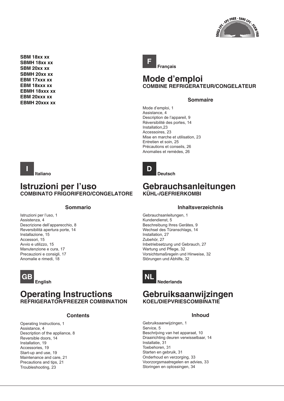 Hotpoint Ariston SBM 18 series User Manual | 64 pages