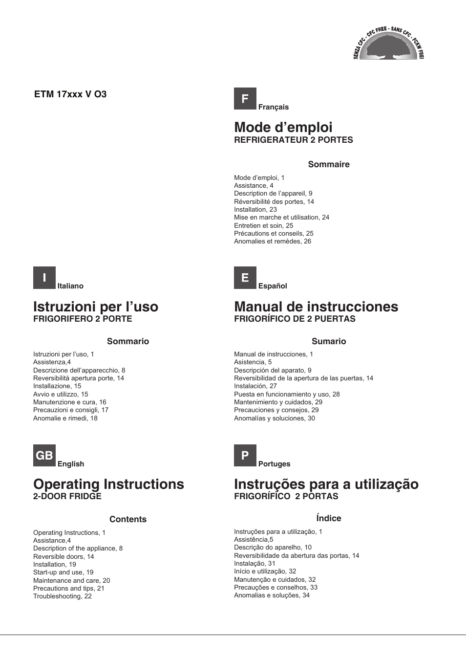 Hotpoint Ariston Doppia Porta ETM 17321 V O3 User Manual | 62 pages