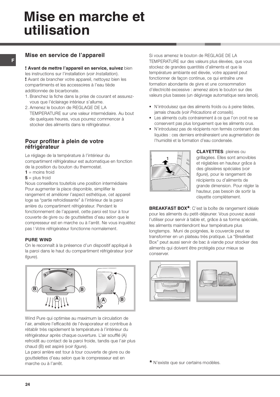 Mise en marche et utilisation | Hotpoint Ariston Doppia Porta BDZ M 330 IX-HA User Manual | Page 24 / 72