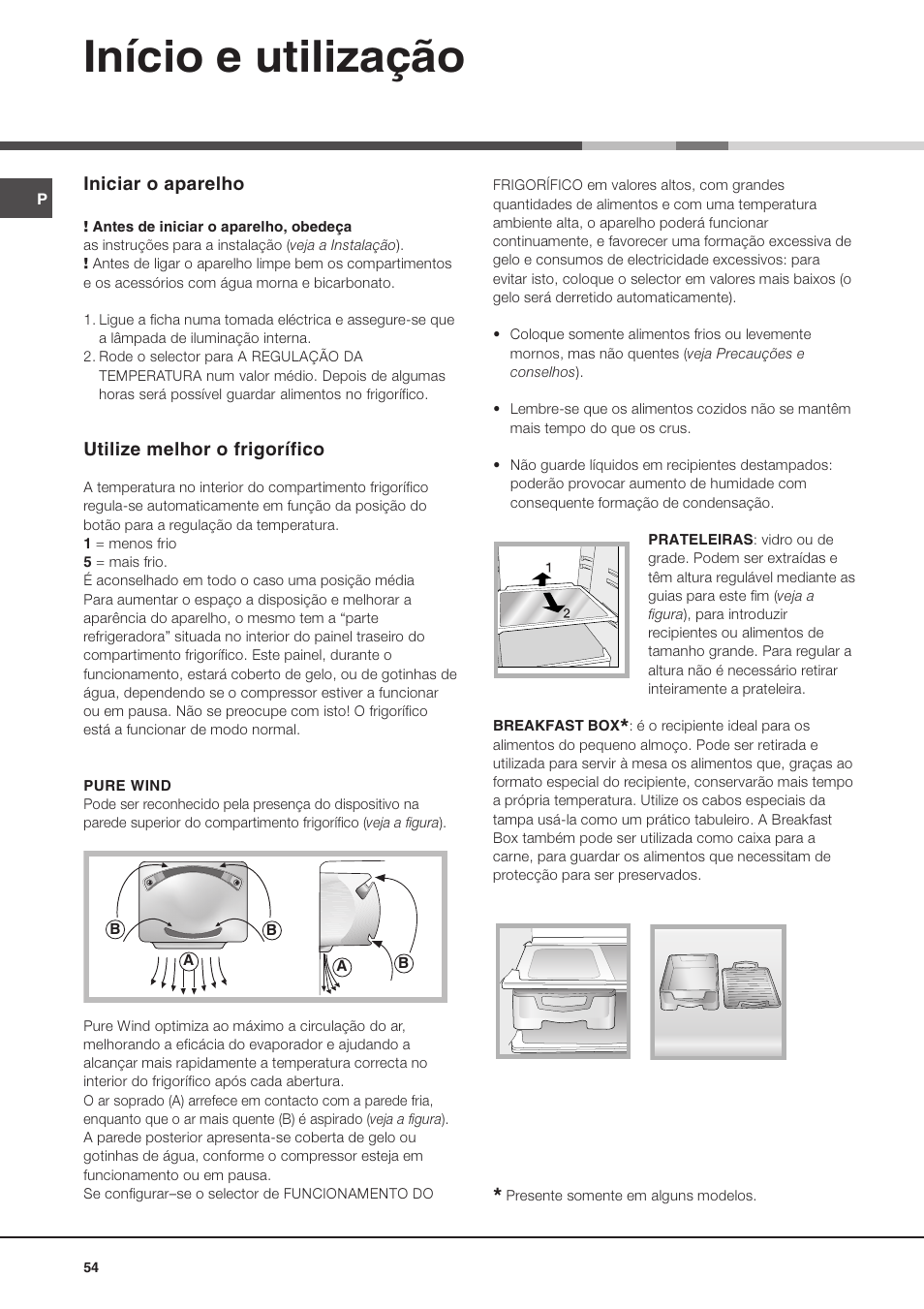 Início e utilização | Hotpoint Ariston Doppia Porta BDZ M 330 IX-HA User Manual | Page 54 / 72
