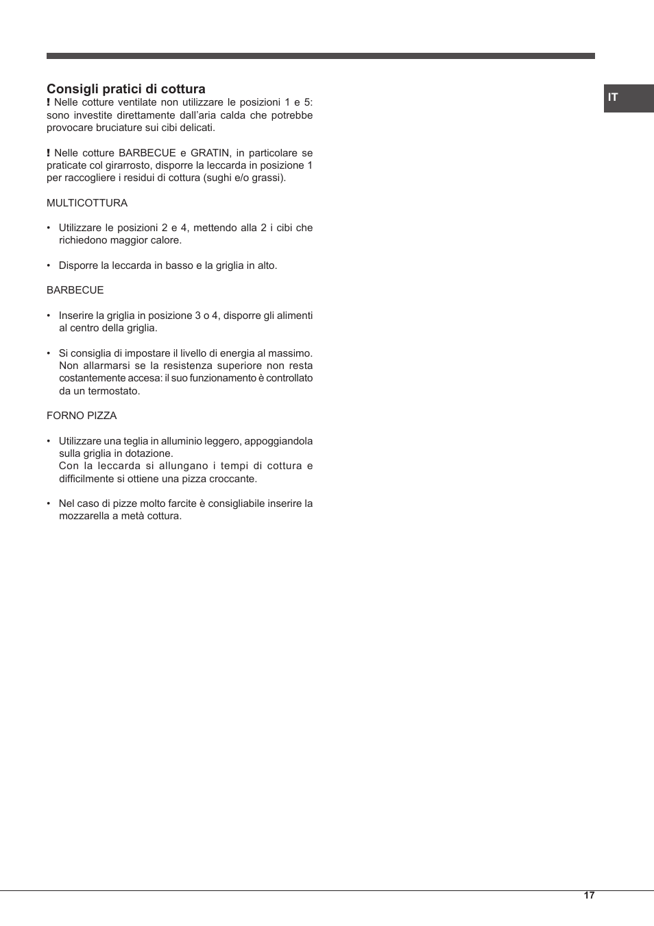 Consigli pratici di cottura | Hotpoint Ariston CP77SP2-HA S User Manual | Page 17 / 64