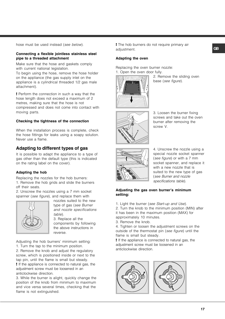 Adapting to different types of gas | Hotpoint Ariston CP77SG1-HA User Manual | Page 17 / 76