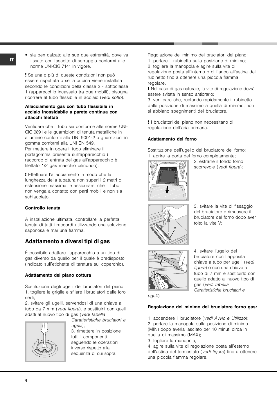 Adattamento a diversi tipi di gas | Hotpoint Ariston CP77SG1-HA User Manual | Page 4 / 76