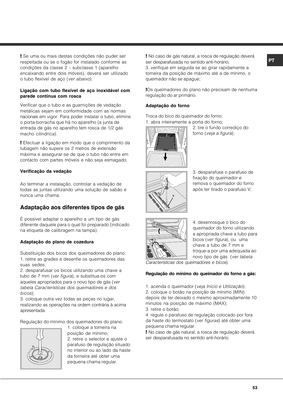 Adaptação aos diferentes tipos de gбs | Hotpoint Ariston CP77SG1-HA User Manual | Page 53 / 76