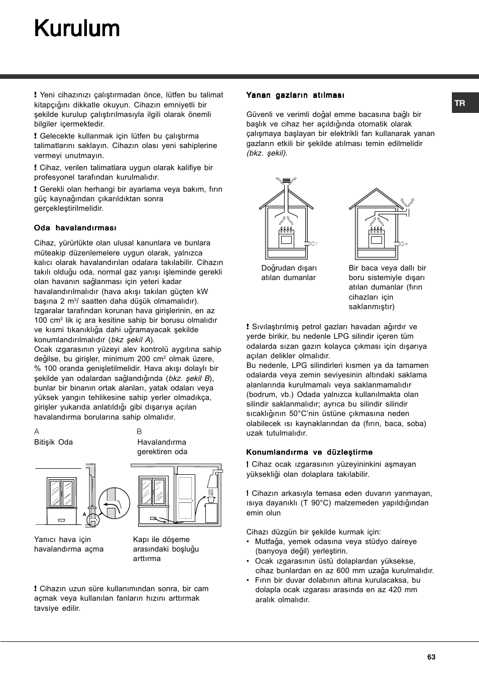 Kurulum | Hotpoint Ariston CP77SG1-HA User Manual | Page 63 / 76