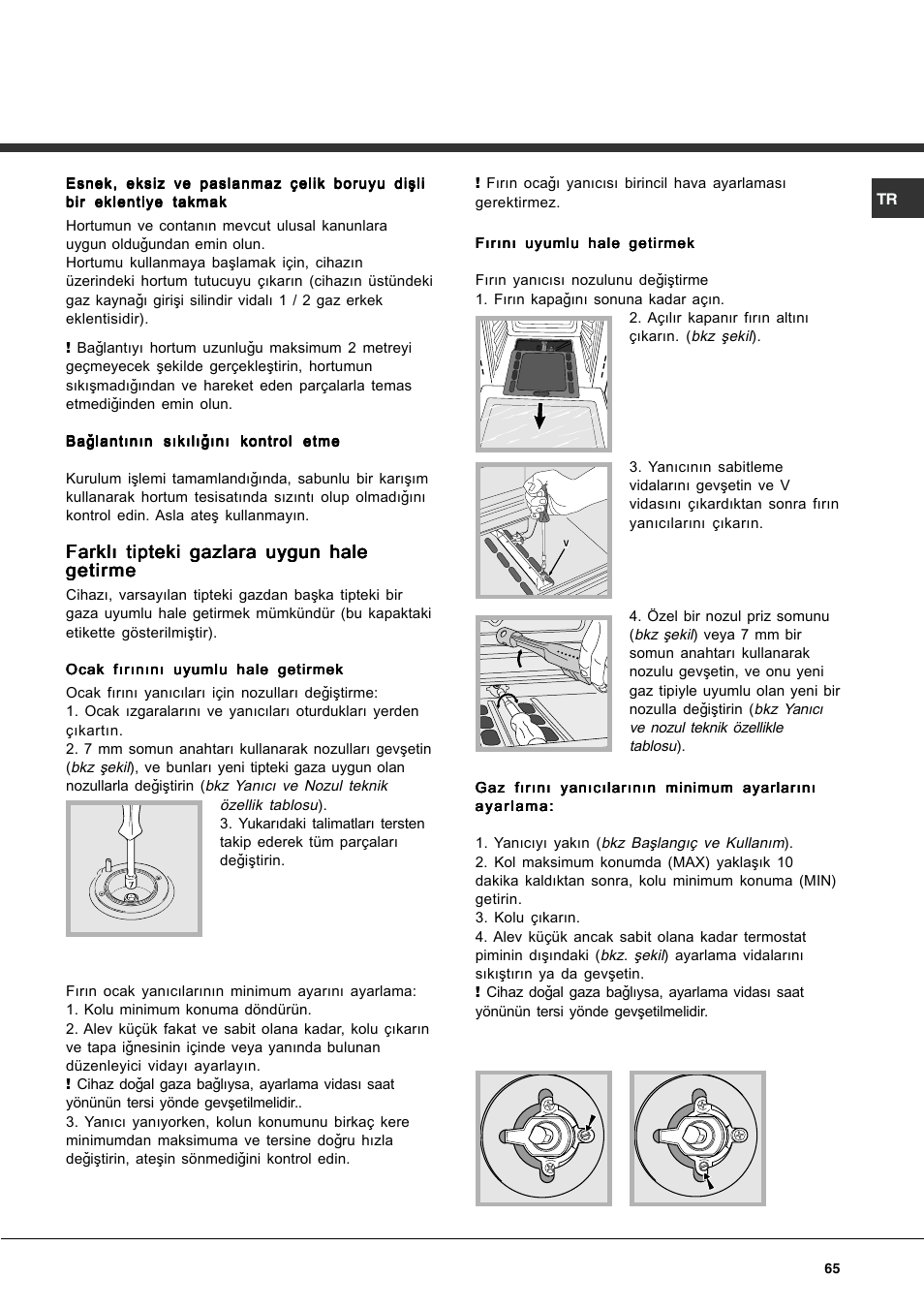 Farklý tipteki gazlara uygun hale | Hotpoint Ariston CP77SG1-HA User Manual | Page 65 / 76