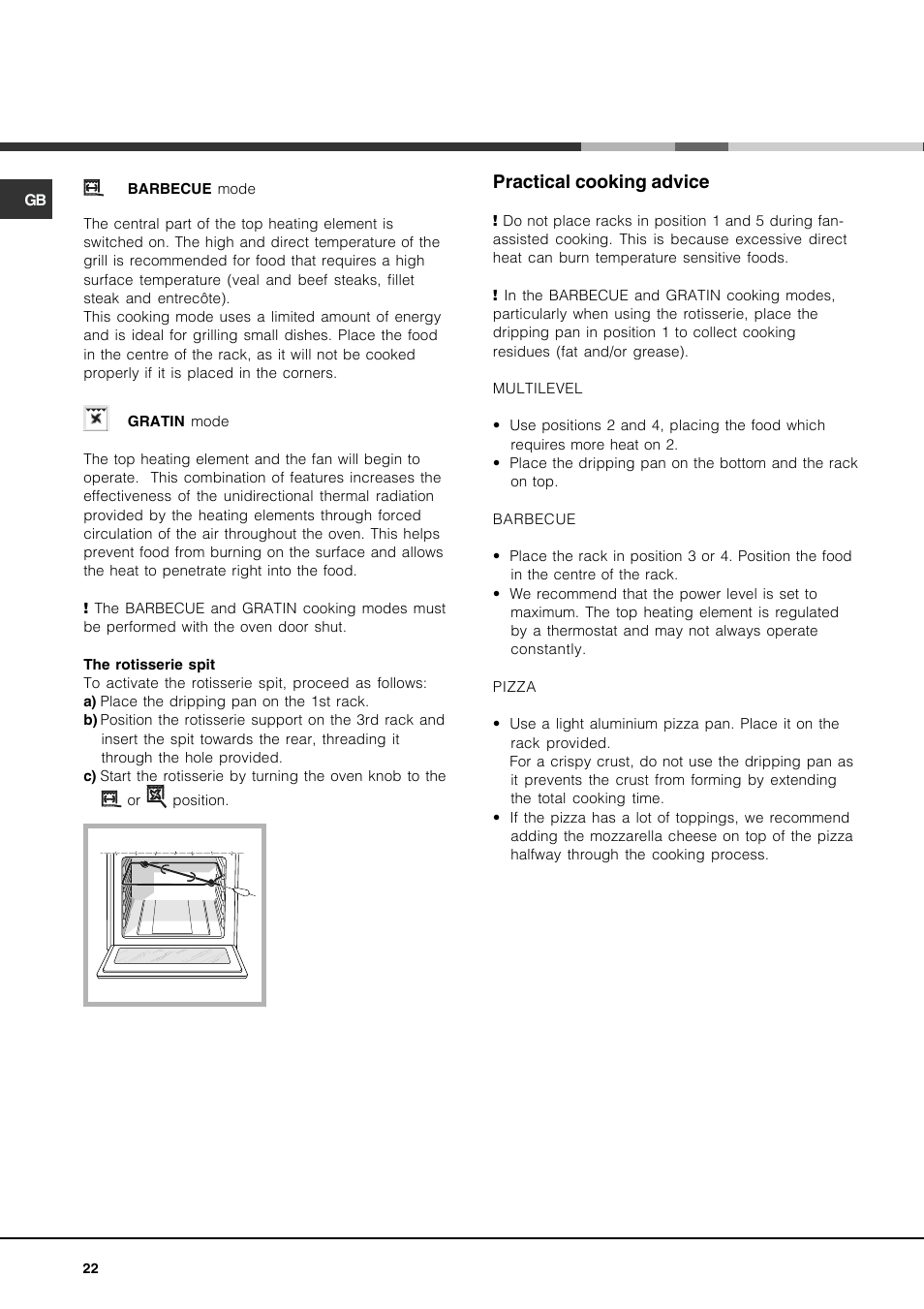 Practical cooking advice | Hotpoint Ariston CP77SP2-HA User Manual | Page 22 / 76