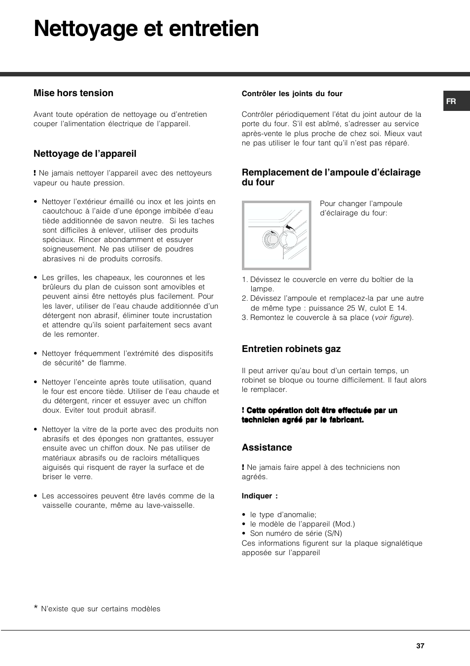 Nettoyage et entretien | Hotpoint Ariston CP77SP2-HA User Manual | Page 37 / 76
