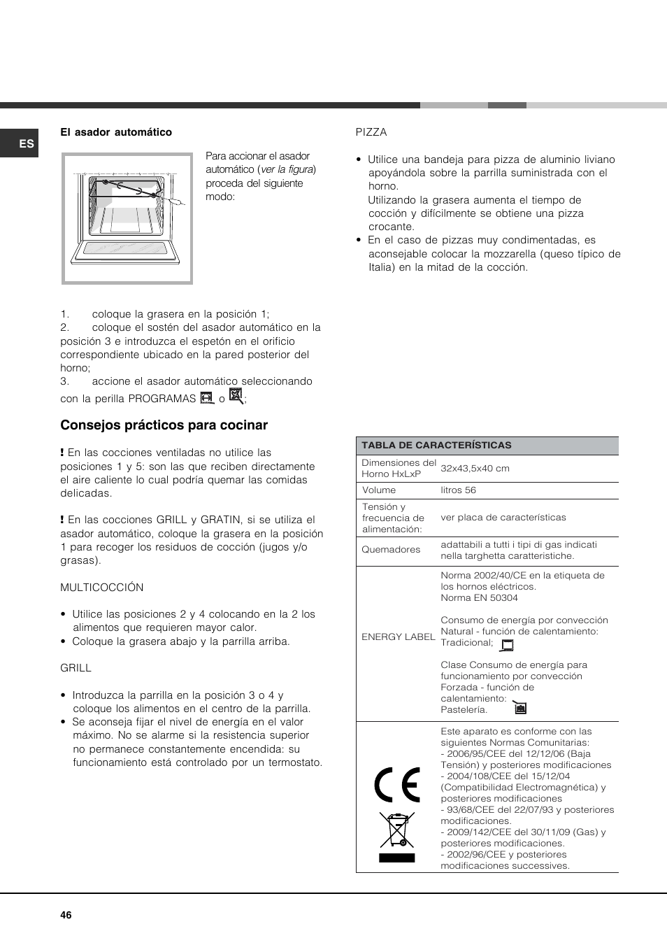 Consejos prácticos para cocinar | Hotpoint Ariston CP77SP2-HA User Manual | Page 46 / 76