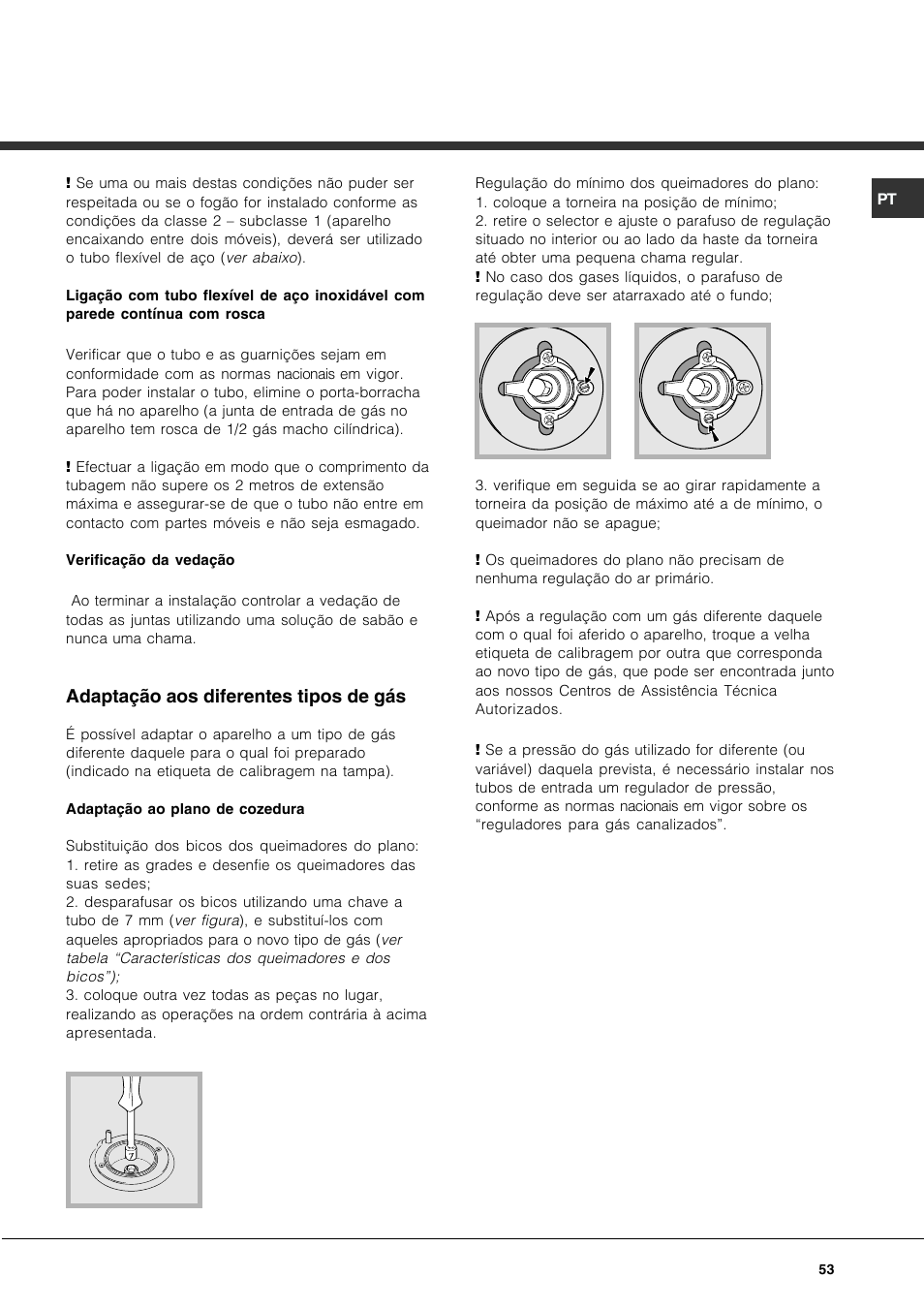 Adaptação aos diferentes tipos de gбs | Hotpoint Ariston CP77SP2-HA User Manual | Page 53 / 76