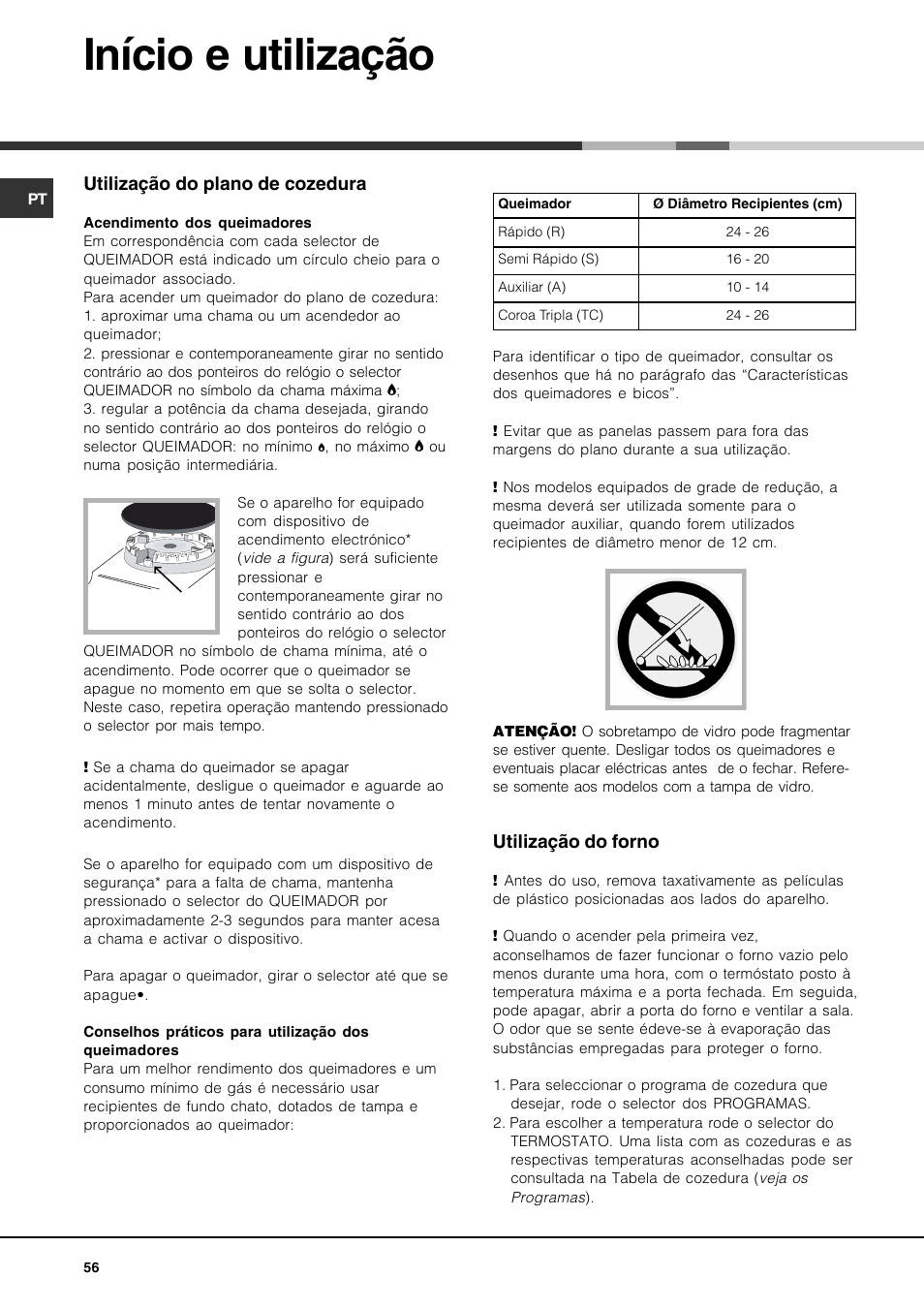 Início e utilização | Hotpoint Ariston CP77SP2-HA User Manual | Page 56 / 76