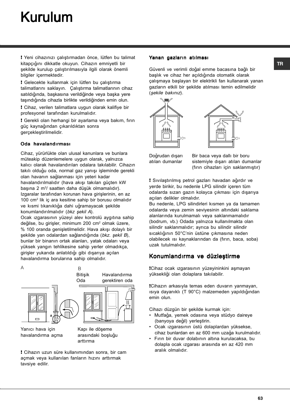 Kurulum | Hotpoint Ariston CP77SP2-HA User Manual | Page 63 / 76