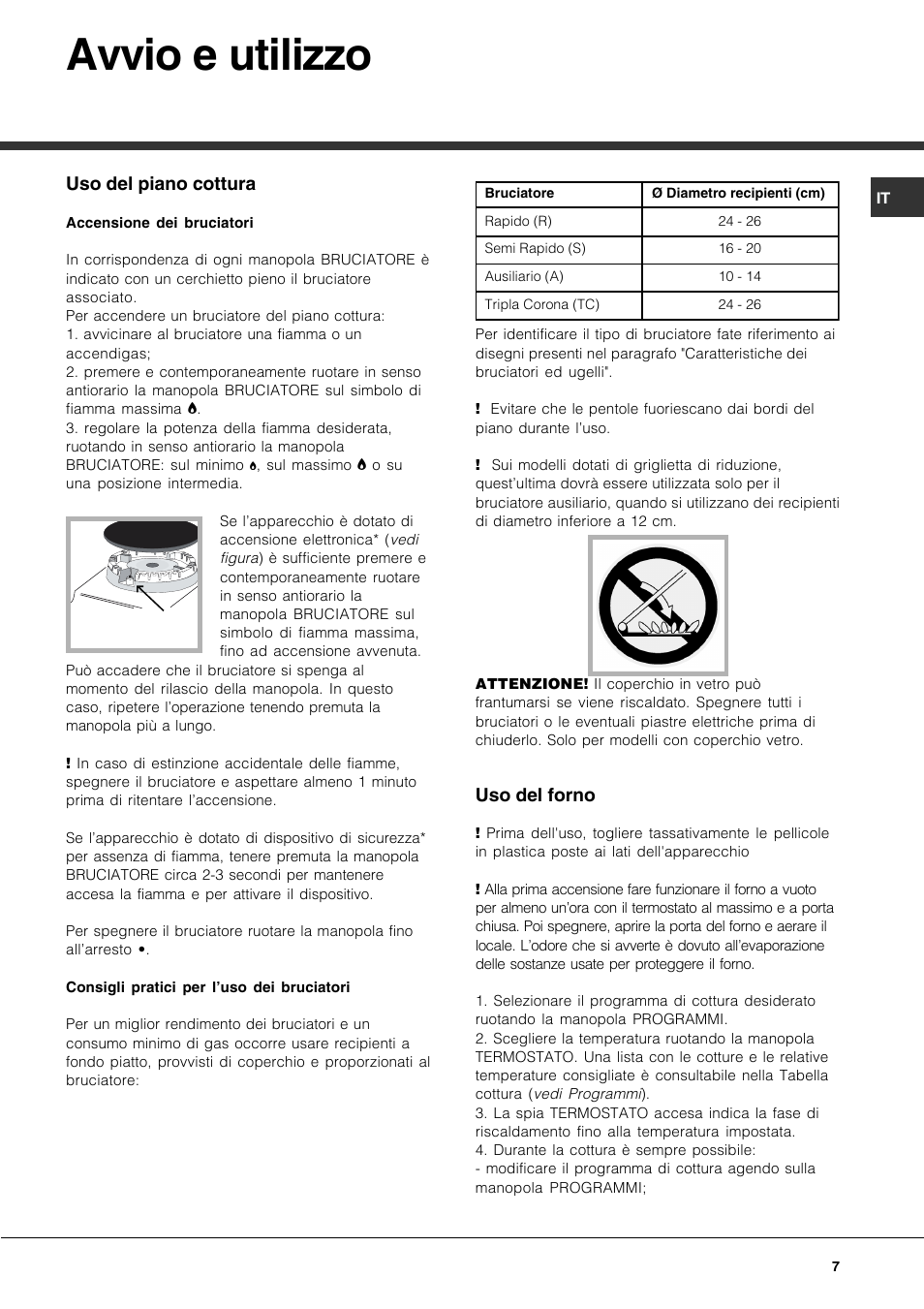 Avvio e utilizzo | Hotpoint Ariston CP77SP2-HA User Manual | Page 7 / 76
