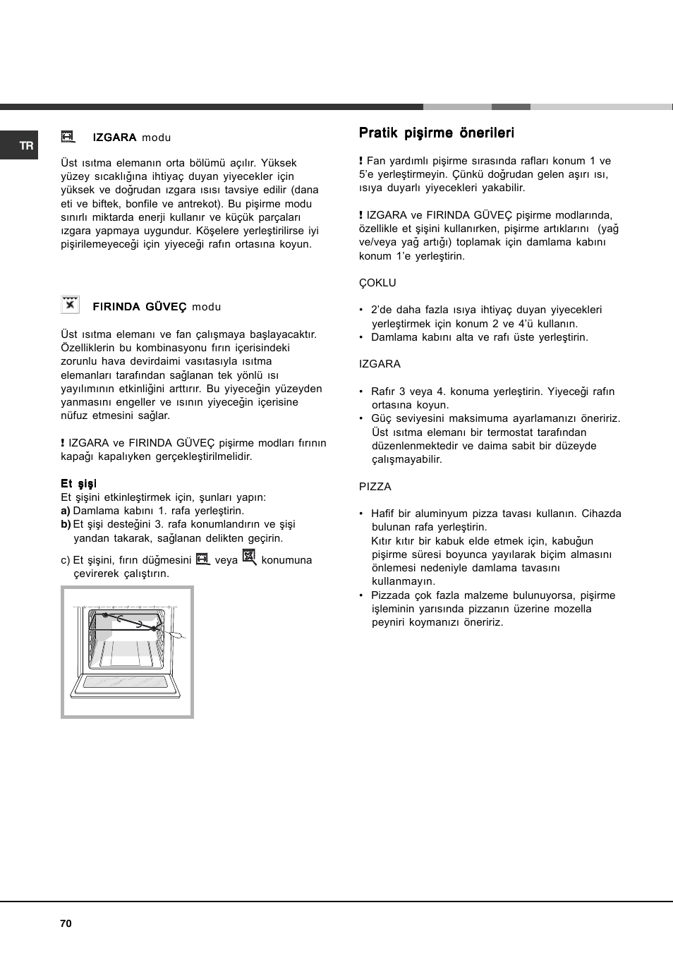 Pratik piþirme önerileri | Hotpoint Ariston CP77SP2-HA User Manual | Page 70 / 76
