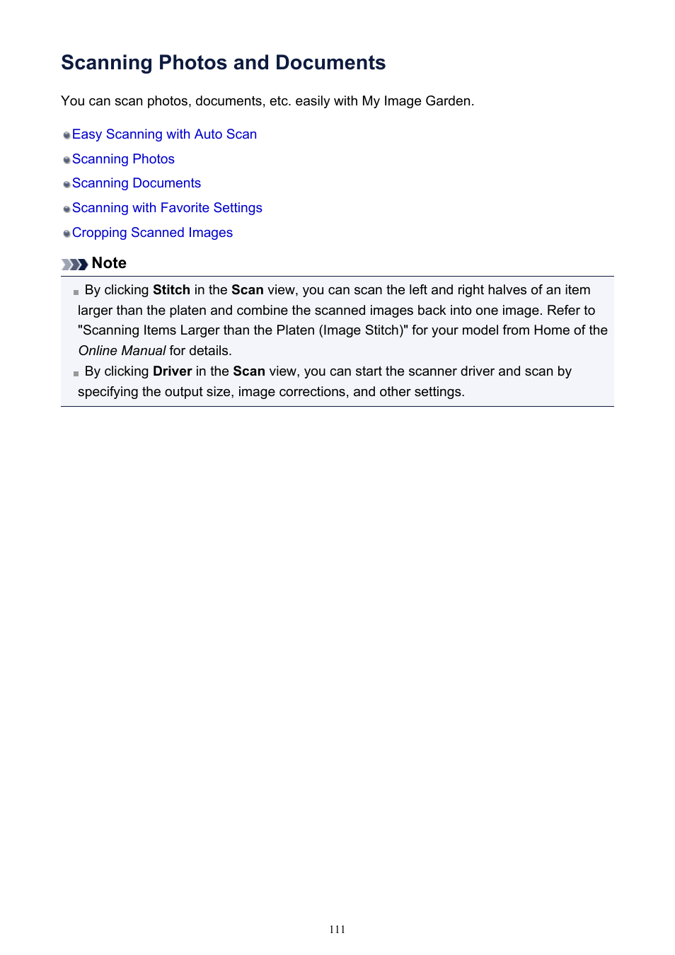 Scanning photos and documents | Canon PIXMA MG2440 User Manual | Page 111 / 335