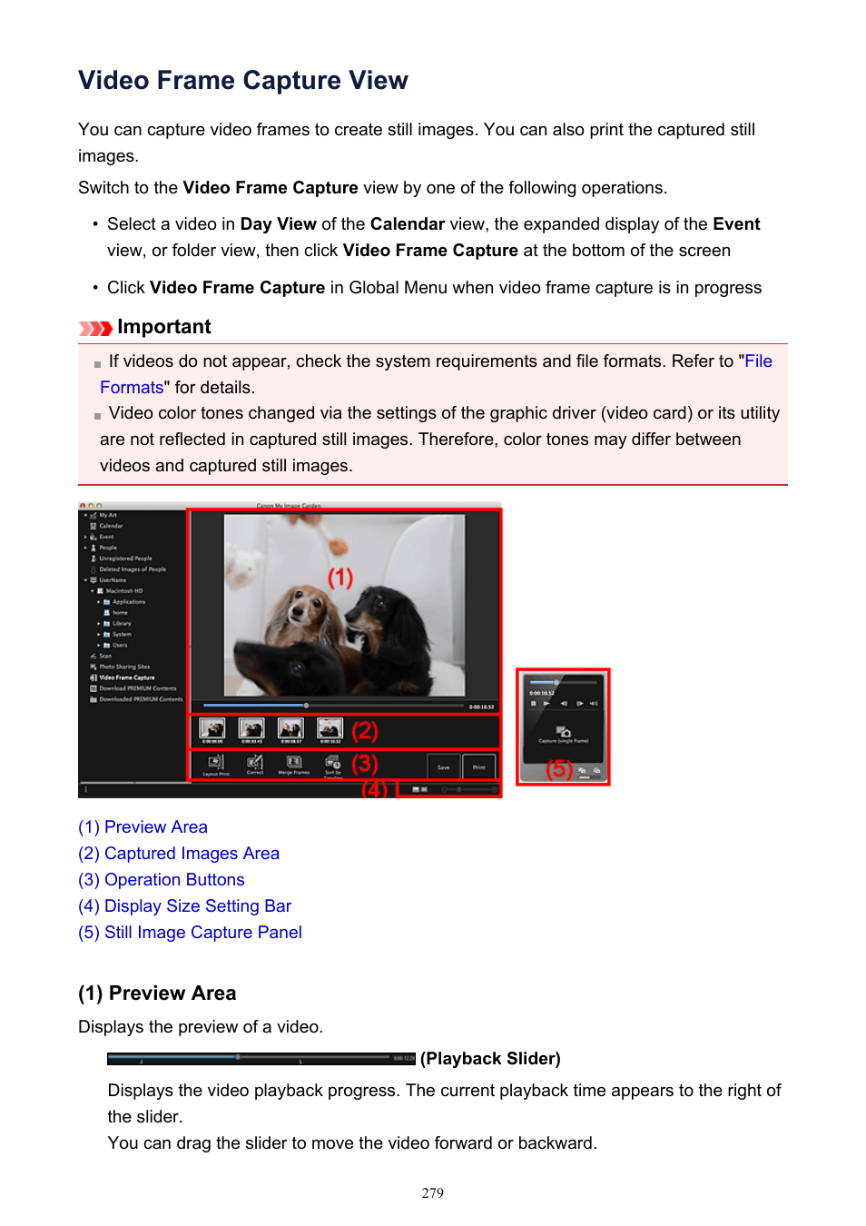 Video frame capture view, In which you can crop still images from a | Canon PIXMA MG2440 User Manual | Page 279 / 335