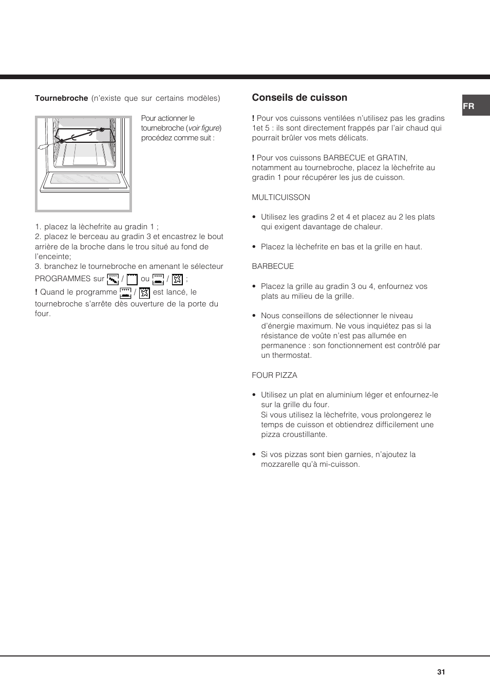 Conseils de cuisson | Hotpoint Ariston Diamond FD 83.1 (MR)-HA User Manual | Page 31 / 68