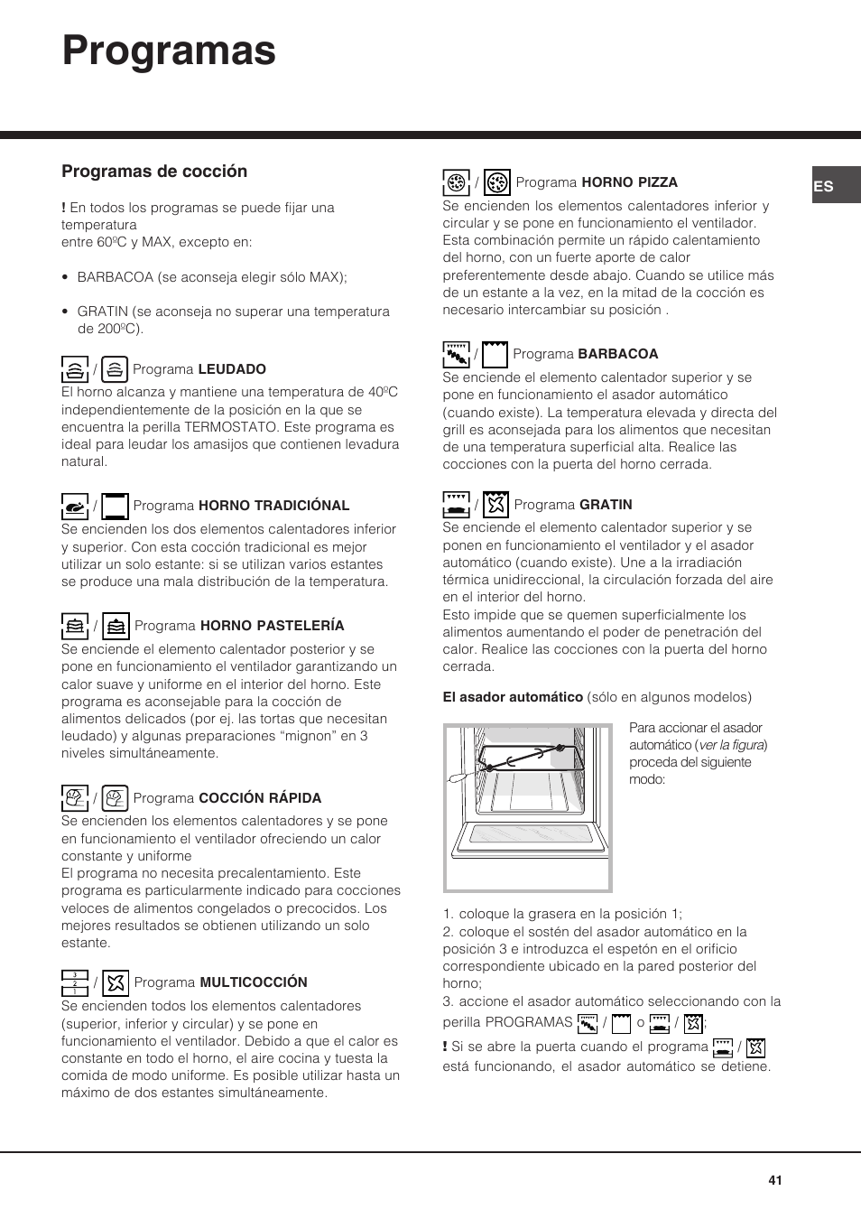 Programas | Hotpoint Ariston Diamond FD 83.1 (MR)-HA User Manual | Page 41 / 68