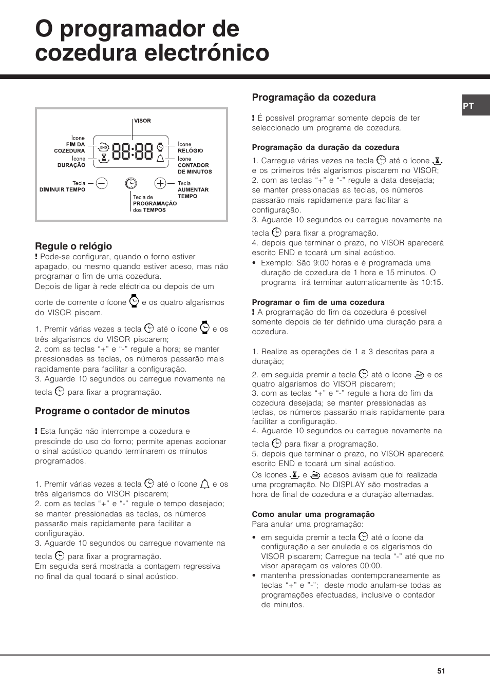 O programador de cozedura electrónico | Hotpoint Ariston Diamond FD 83.1 (MR)-HA User Manual | Page 51 / 68