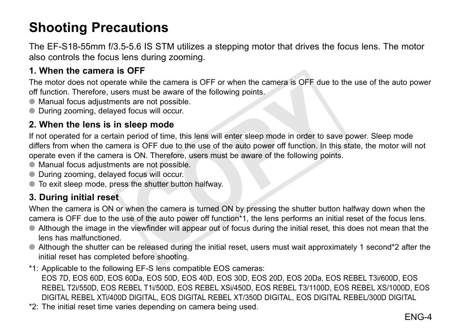 Cop y | Canon EF-S 18-55mm f3.5-5.6 IS STM User Manual | Page 5 / 14
