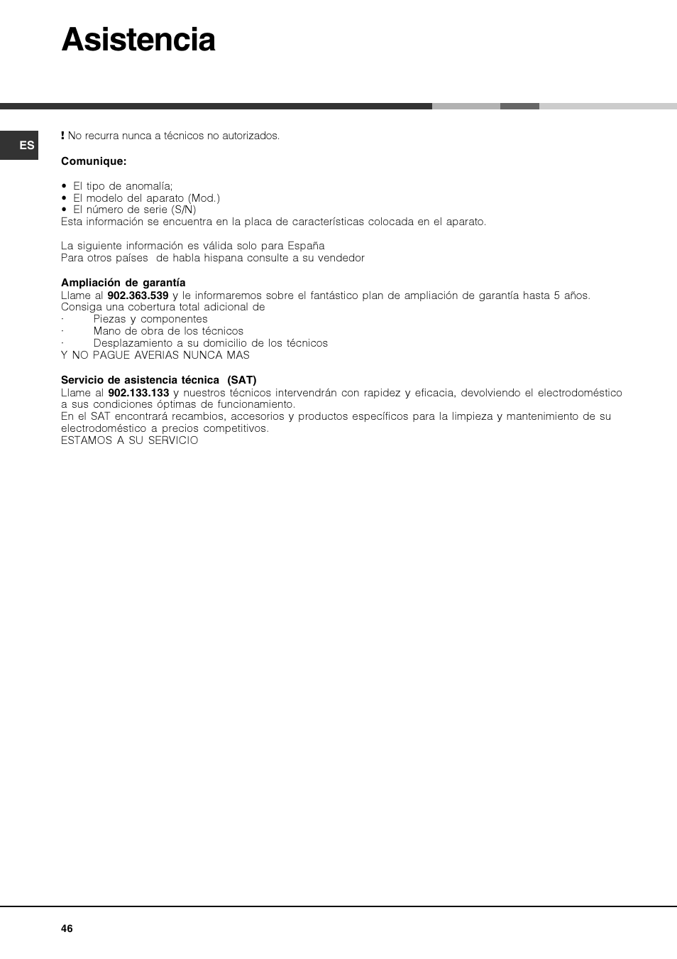 Asistencia | Hotpoint Ariston Luce FK 83 X-HA User Manual | Page 46 / 72