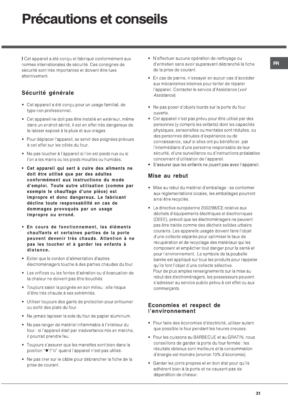 Hotpoint Ariston FT 850.1/HA User Manual | Page 31 / 56
