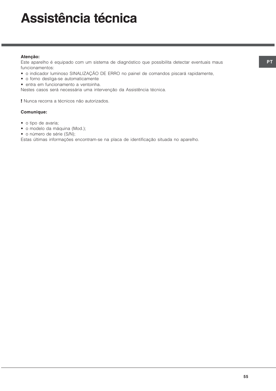 Assistência técnica | Hotpoint Ariston FT 850.1/HA User Manual | Page 55 / 56