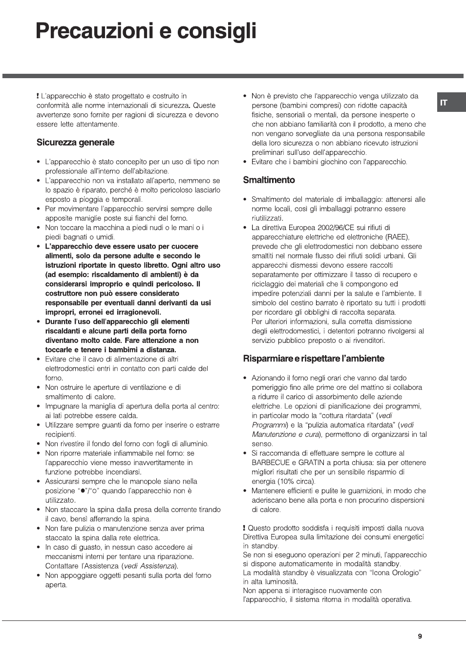 Hotpoint Ariston FT 850.1/HA User Manual | Page 9 / 56