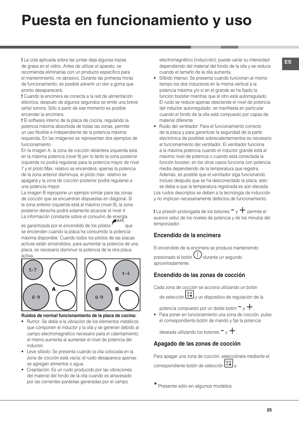 Puesta en funcionamiento y uso | Hotpoint Ariston KIC 740 B IT User Manual | Page 25 / 80