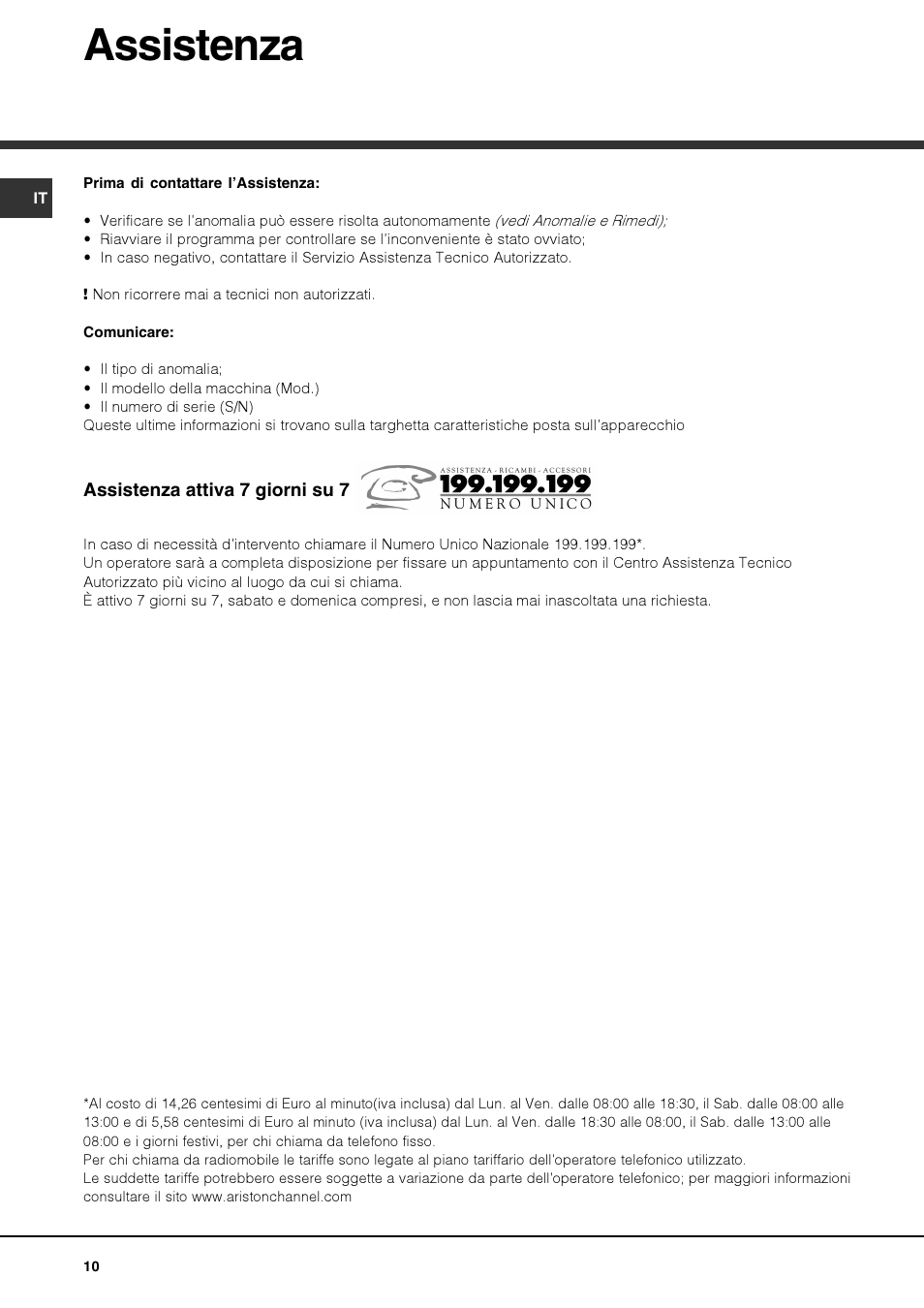 Assistenza | Hotpoint Ariston PKQ 644 D GH (K)-HA User Manual | Page 10 / 80