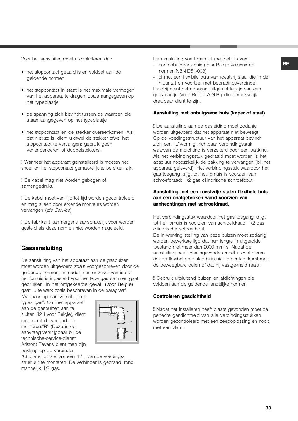 Gasaansluiting | Hotpoint Ariston PKQ 644 D GH (K)-HA User Manual | Page 33 / 80