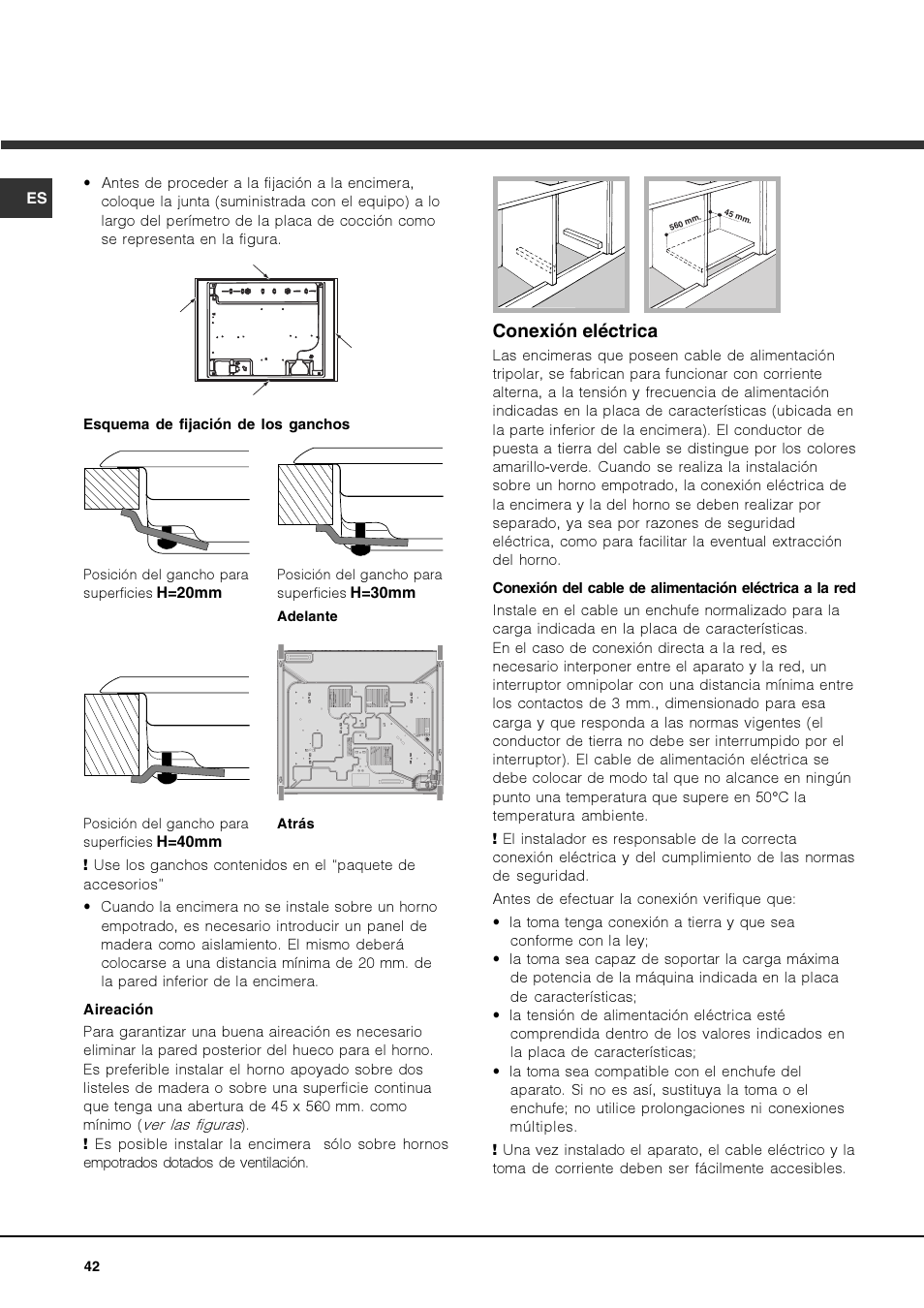 Conexión eléctrica | Hotpoint Ariston PKQ 644 D GH (K)-HA User Manual | Page 42 / 80